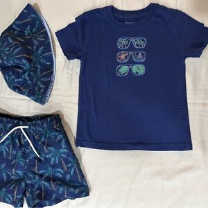 Kids Blue Palm Tree Swim Set